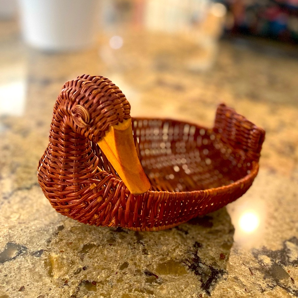 Vintage Woven Wicker Duck Basket